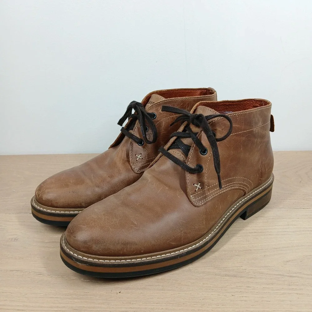 Wolverine Mens 8.5 Brown Leather Chukka Boots Ankle Lace Up Distressed